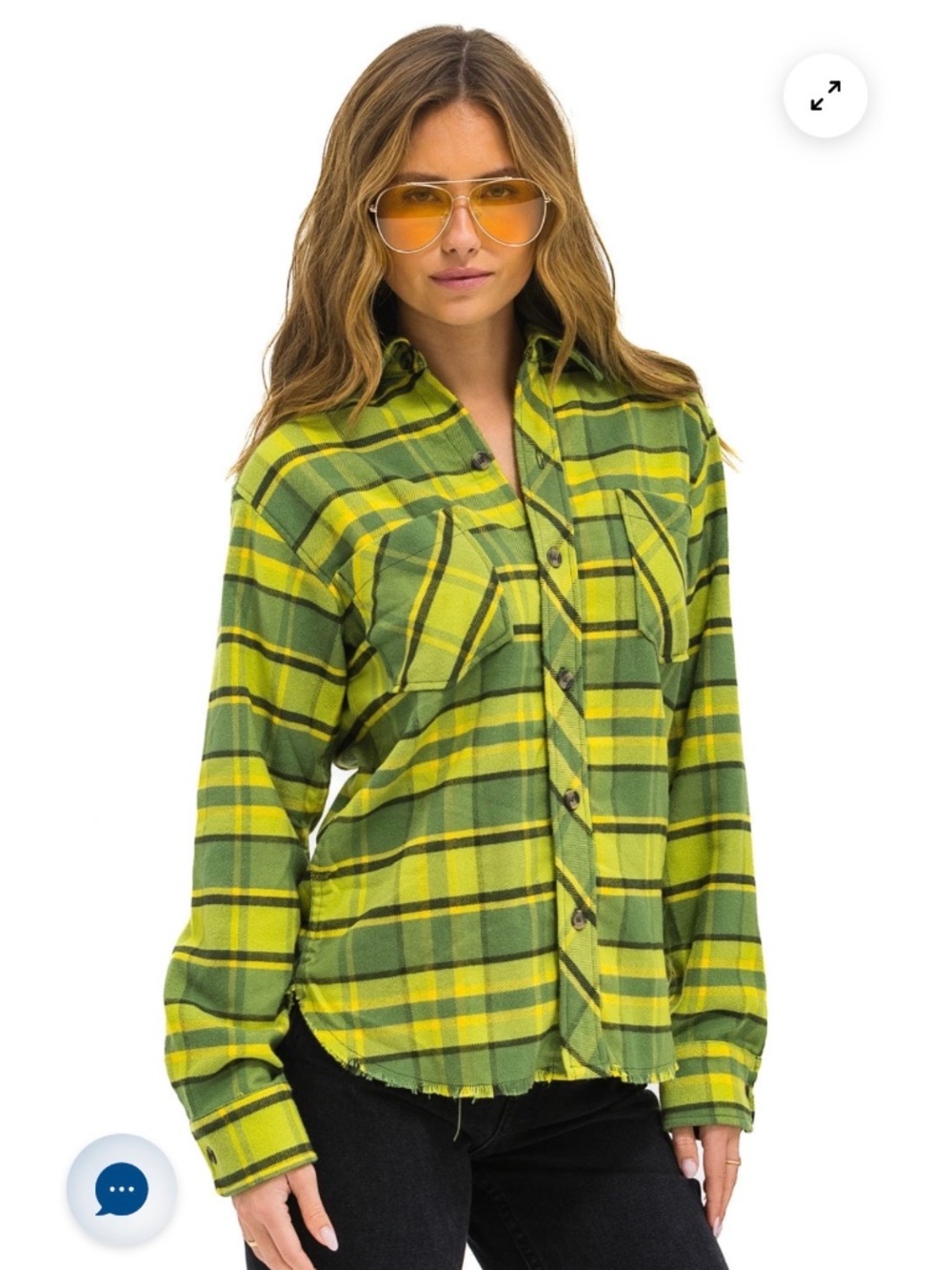 Aviator Nation Plaid Flannel Western Shirt Size Small in Avocado